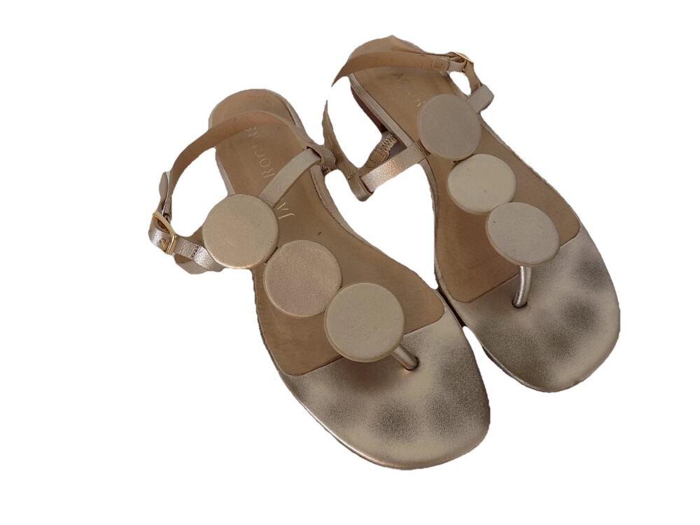 Jack Rogers gold sandals leather medallions size 7.5